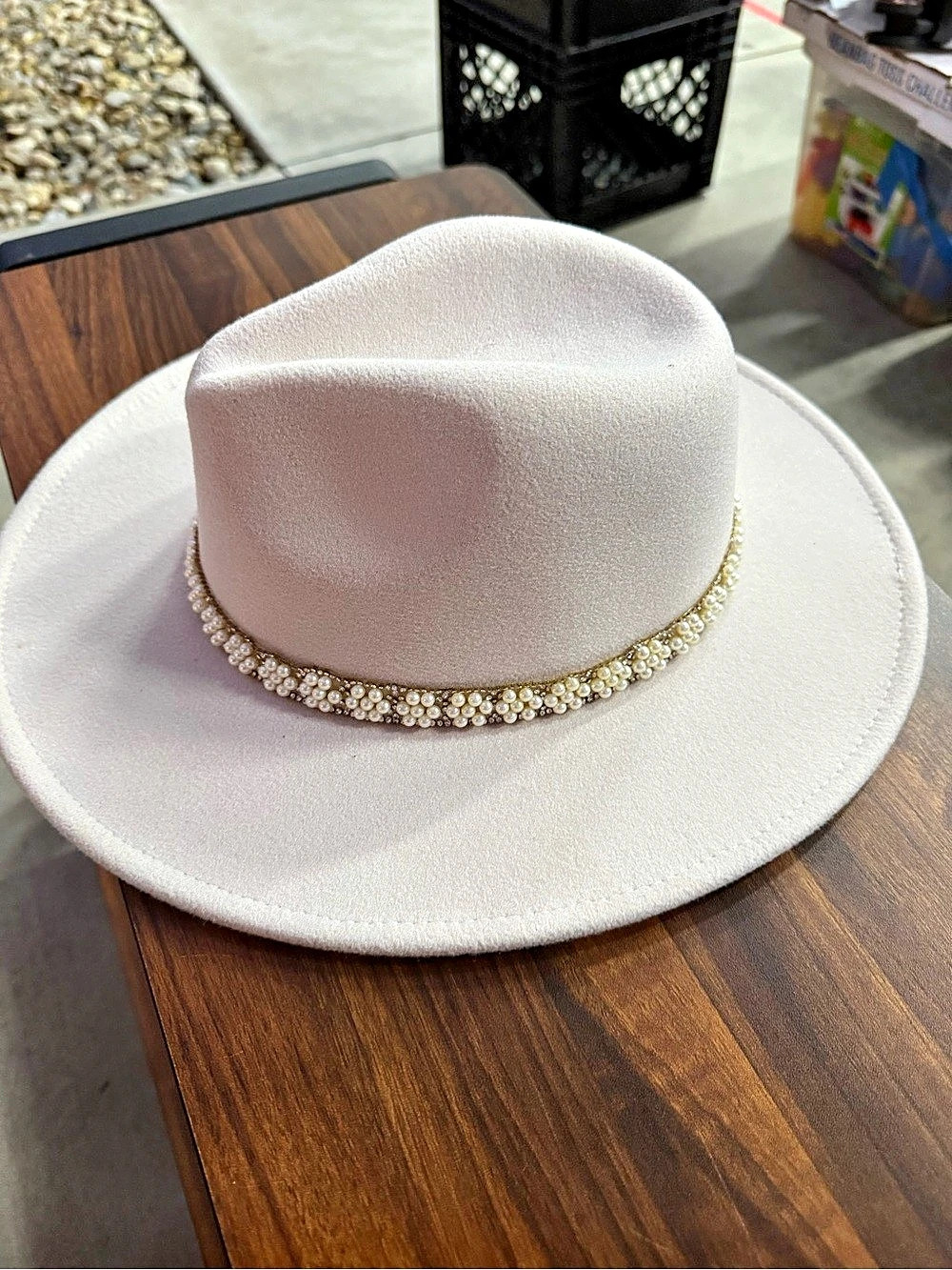 San Diego Hat Company Beaded Hatband Fedora in White